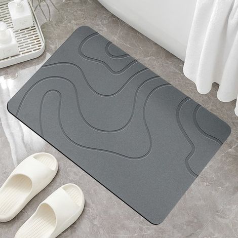 Tappetino da bagno in terra diatomacea, antiscivolo, per doccia, assorbente e ad asciugatura rapida, in terra diatomacea, grigio scuro, 6040 cm (1/5)