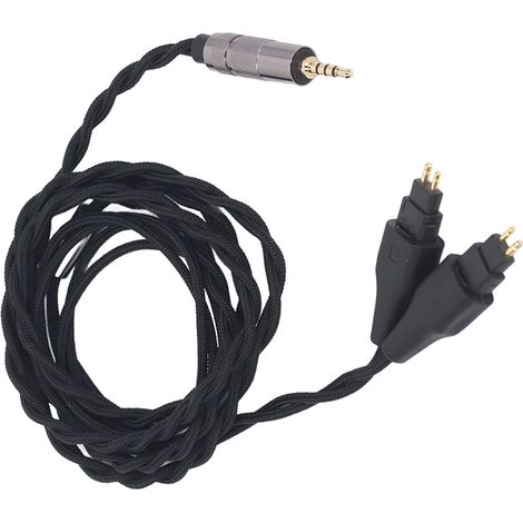 Câble de remplacement pour casque audio Sennheiser HD580, HD650 et HD6XX : prise symétrique 2,5 mm, fil en cuivre plaqué argent. (1/5)