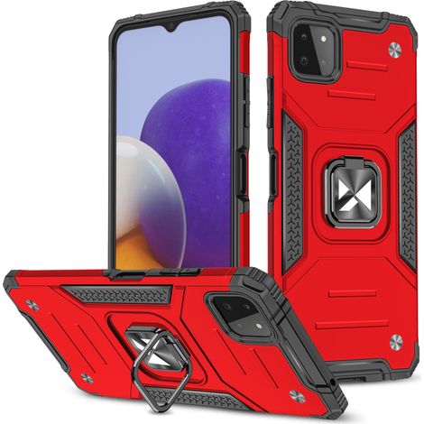 Cover protettiva rinforzata + supporto magnetico per Samsung Galaxy A22 4G, colore rosso Ring Armor. (1/5)