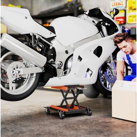 Motorradheber 500 kg, höhenverstellbar 135-390 mm, Rollen, orange HAVRYA (1/3)