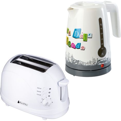 Pack bouilloire Black pear BGP105 Petits Déj sans fil. 1.7l + Grille-pain Black Pear BGP105