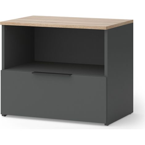 Kommode Wido, Anthrazit/Sonoma, 60 x 50 cm mit klappe, Vicco