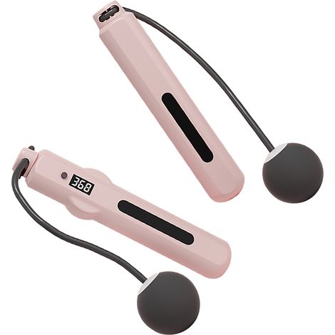 Corde à sauter sans fil avec diffusion vocale intelligente et écran de comptage, idéale pour le fitness (hommes, femmes, enfants), rose. (1/4)