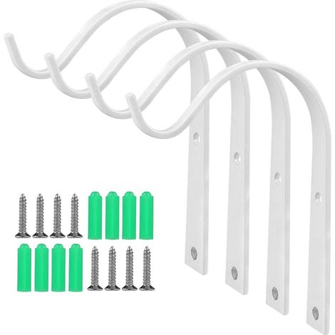 Set di 4 supporti da parete per piante da balcone, ganci a muro per vasi di fiori con viti, ganci da appendere, per cestini da giardino, mangiatoie per uccelli, lanterne, campanelli a vento (bianchi)