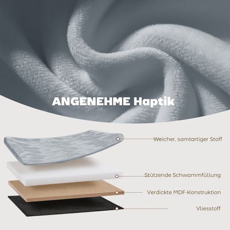 Banquette de rangement pliable avec revêtement aspect velours, gris anthracite, pour salon, 76 x 38 x 35 cm, coffre de rangement intégré (1/5)