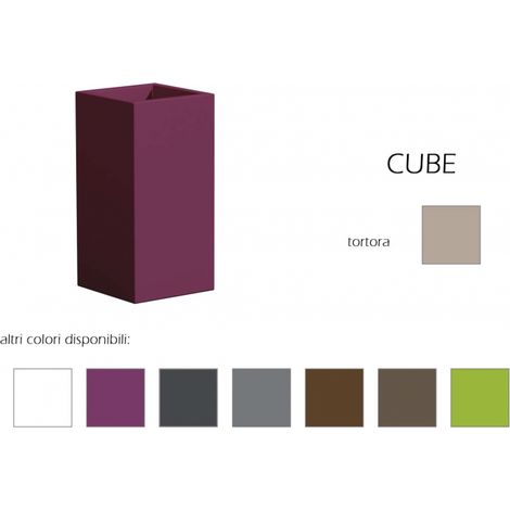 Vase haut au design moderne (40 x 40 x 80 cm) en polymère gris tourterelle résistant, pour l'intérieur et l'extérieur - Fabriqué en Italie - Monacis (1/3)