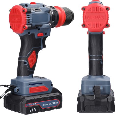 Perceuse-visseuse sans fil 21V, 2-en-1, 21 Nm max avec 2 batteries 1300 mAh, moteur sans balais, 2 vitesses, LED, pour montage, bricolage et réparation (1/5)
