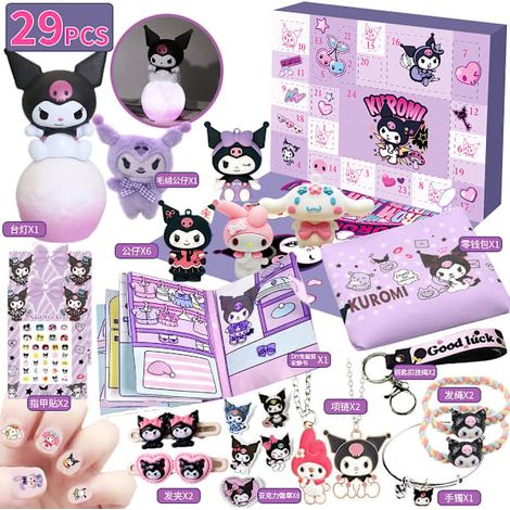 LYERCW - Calendrier de l'Avent Kuromi pour filles 2026 - Accessoires de calendrier de Noël et décorations de Noël
