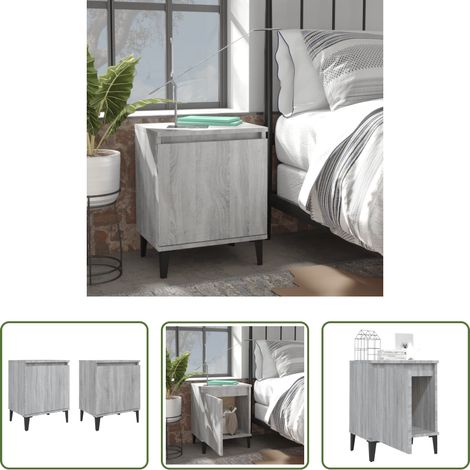 vidaXL Table de chevet en métal - Tables de chevet avec pieds en métal sonoma gris 40x30x50 cm (1/5)