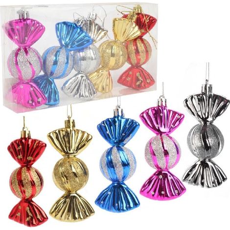Set di 5 palline di plastica colorate a forma di caramella, 11 cm (1/5)