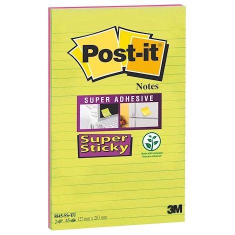Post-It Super Sticky Rectangle Multicolore 45 feuilles Auto-adhésif (1/5)
