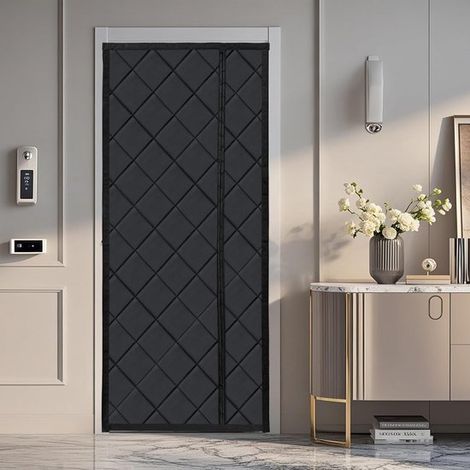 Tenda isolante termica per porte,Tenda isolante invernale per porte,Tessuto Oxford spesso,antivento e caldo (nero,35 × 78 pollici) (1/5)