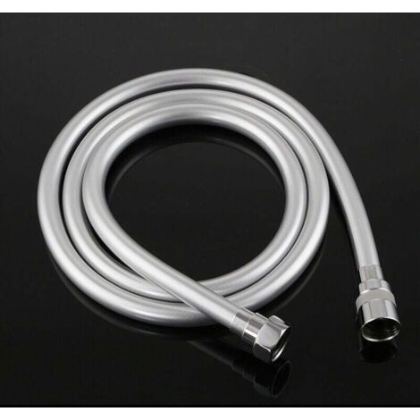 Flexible de douche anti-torsion, flexible de douche 2,0 M, PVC, gris argent.