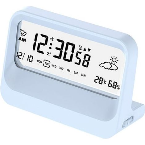 Réveil numérique à piles avec affichage de la date et de la température, fonction snooze et veilleuse - réglable aux formats 12 heures ou 24 heures (1/5)