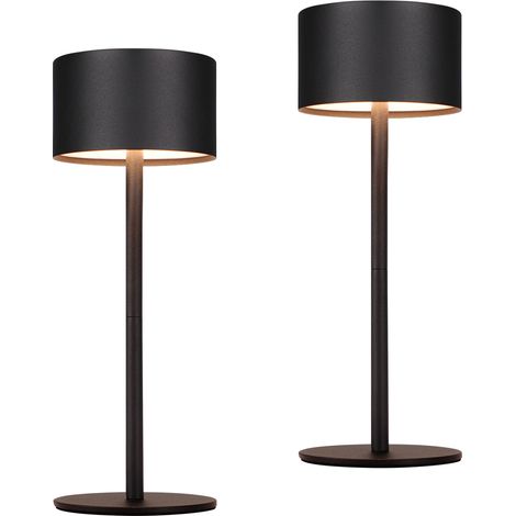 GBLY Lámpara de mesa LED inalámbrica premium: altura ajustable y regulable (3000K/4500K/6000K) con toque, carga rápida USB-C, resistente al agua IP44 para oficina, comedor  Negro moderno