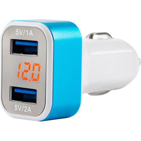 Caricabatterie da auto 2x USB + test voltmetro-04 amio-01028 (1/5)