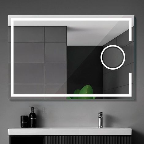 Miroir de salle de bain carré avec éclairage frontal  Modèle MALTE 80x80 [ LEDIMEX® ]