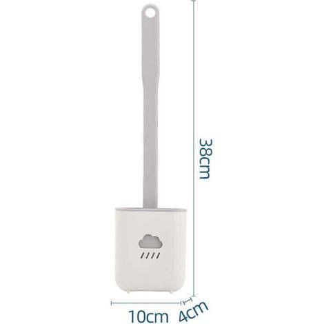 Brosse de toilette en silicone avec support Baignoire domestique créative Blanc (1/3)