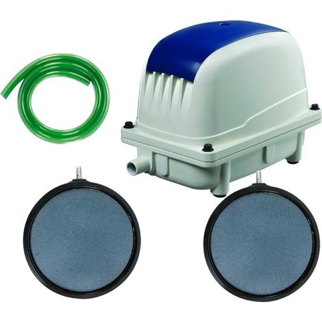 Set Aérateur Bassin Pompe à air 4800 l/h 2 diffuseurs 20 cm de diamètre SILENCIEUX. Pour 8000 litres environ (1/5)