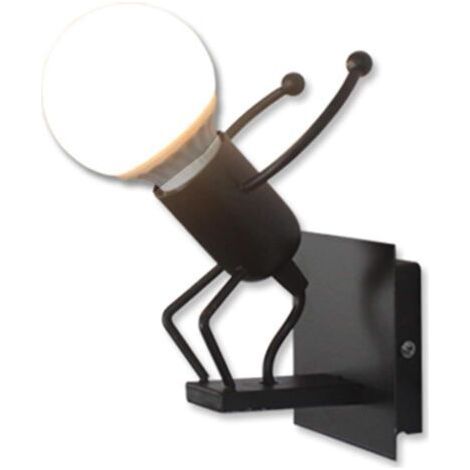 E27 (Ampoule non incluse) Creative Belle Nain Lampe de Murale Industriel Rétro Noir Métal Applique Murale (1/5)