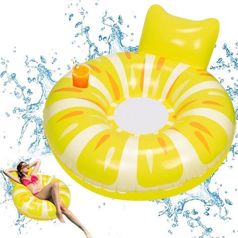 Flotador inflable con forma de piña, aro de natación, flotador inflable grande con forma de piña con portavasos, aros de natación inflables para adultos y niños, fiesta en la playa, piscina (1/5)
