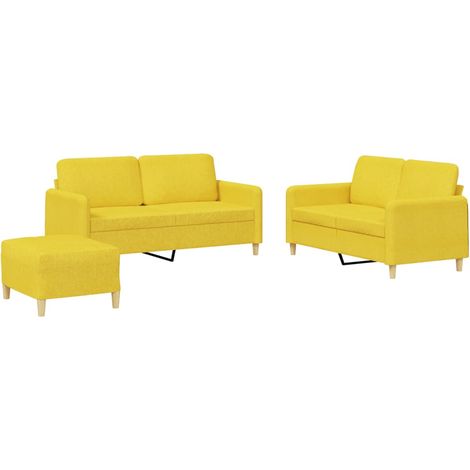 Maison Exclusive - Ensemble de canapés 3 pcs avec coussins Jaune clair Tissu (1/5)