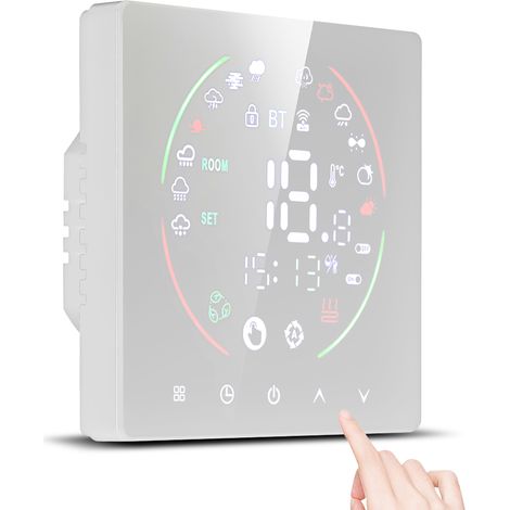 Thermostat intelligent pour chauffe-eau domestique 3A, programmateur de température hebdomadaire, écran LCD, thermostat mural numérique intelligent (1/2)