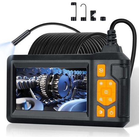 Caméra Endoscopique, 1080P HD Endoscope Industriel, IP67 Camera Inspection Canalisation D'inspection à Étanche IPS de 4.3", 8 LED Réglables, Telescopique Camera Câble Semi-Rigide 39,4FT, 2000mAh-DOU (1/4)