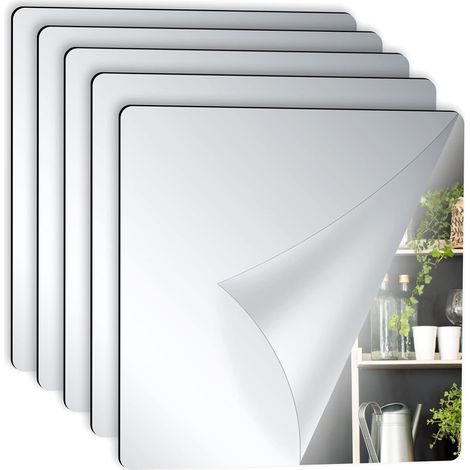Lot de 5 autocollants pour miroirs, carreaux muraux pour miroirs. Autocollants décoratifs en acrylique à coller pour la cuisine, la salle de bains, le salon et les miroirs muraux (1/5)