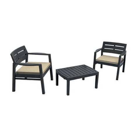 Set Salotto da Esterno - Salottino Outdoor Nero Antracite (1/2)