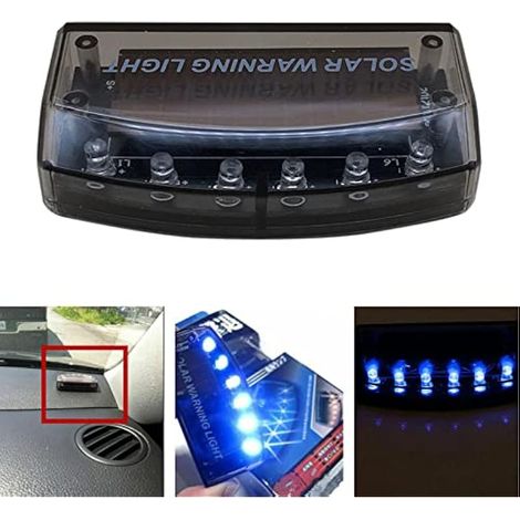 Alarme antivol lumineuse à 6 LED, lampe solaire pour voiture, gyrophare clignotant bleu (1/3)