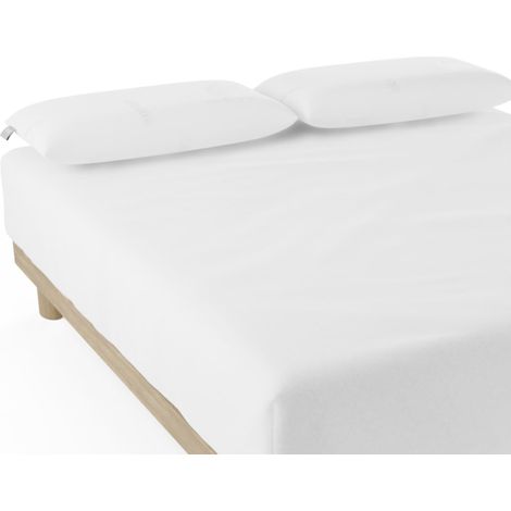 Nalui Sábana Bajera Blanco  100% Algodón 180 Hilos (Camas max 28cm), Suave, Fresca, Transpirable, Lavable a 30ºC (1/5)
