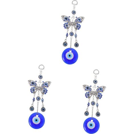 3 Pièces Pendentif Décor Suspendu Décor Bleu De Protection Contre Les Mauvais Yeux Ornement Bleu Mauvais Yeux Oreiller De Bureau Yeux en Verre Intérieur Garde-Main (1/5)