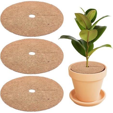 3 Ring Mulch Coco Fibre Lid Pot Flowers Mat Protection for Plants and Trees 30cm Thick Disc Natural Coconut Fibre Mulch Ring for Plants Landscaping (1/5)