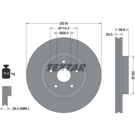 Lot de 2 Disques de frein Textar 92199203 SUBARU 26300AL03A 26300XA00A
