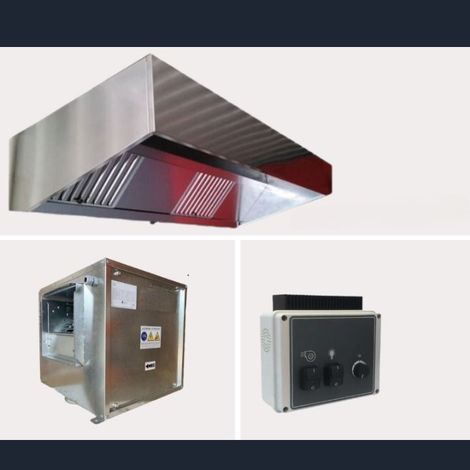 Pack Hotte inox + CAISSON MOTEUR DÉPORTÉ + Variateur L 1 mètre