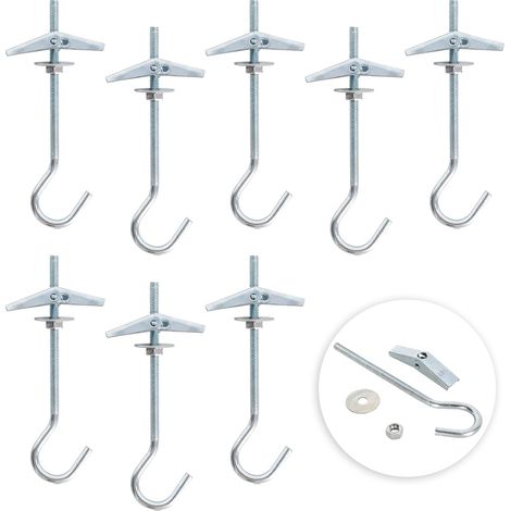 Crochets De Plafond, Boulon Ailes Crochet, Crochet de Fixation au Plafond en Acier au Carbone, Crochet pour Plafond à Ressort à Ailettes, pour Plafond Plantes Mur Maison (M490mm) (1/5)