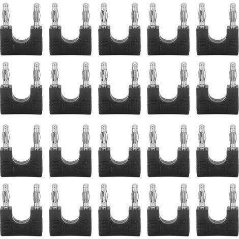 U-förmiger Audio-Adapterstecker, doppelter Bananenstecker aus Messing, feuchtigkeitsbeständig, 4 mm (schwarz), 20 Stück (1/5)