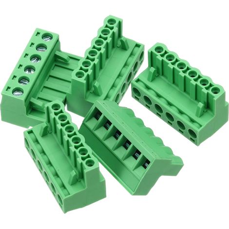 5pcs Borne à vis, 6 broches, Pas 5.08mm, Cuivre étamé, Plastique isolant, Pour circuit imprimé (1/5)