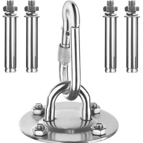 Hamac hooks kit suspendu cintres balançoires acier robuste pour le trapèze en bois d'argent de yoga (1/4)