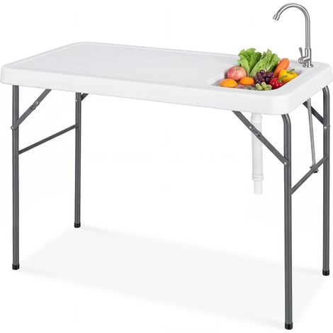 COSTWAY Tavolo da Campeggio con Rubinetto e Lavandino (1/5)