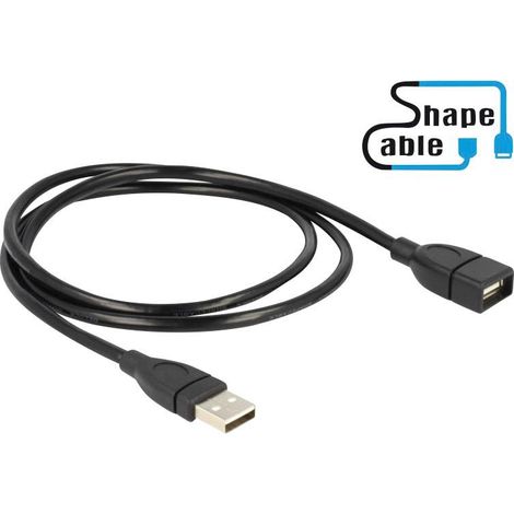 Delock Câble USB USB 2.0 USB-A mâle, USB-A femelle 1.00 m noir câble col-de-cygne flexible 83500 (1/3)