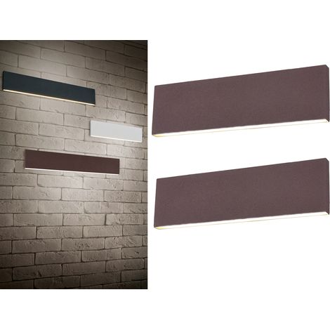 2er Set Flache LED Wandleuchten Up & Down Rostoptik - 3 Stufen Dimmer, B: 28cm (1/5)