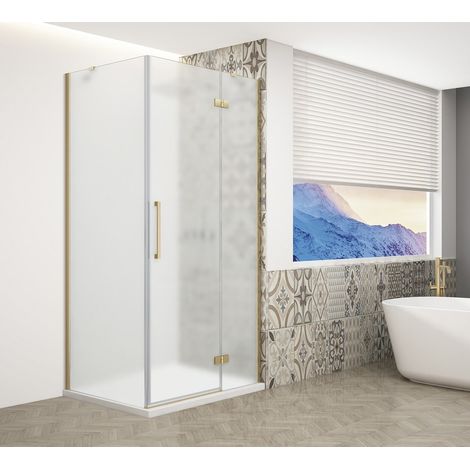 TRINITY GOLD MATT paravent rectangulaire 800x800mm entrée d'angle, verre mat, droite (1/4)