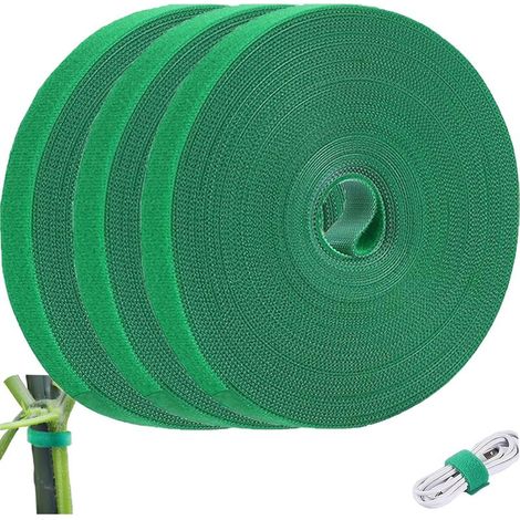 Garden Plant Ties, 3 Rolls Adjustable Green Plant Ties, 15m Climbing Plant Tie, Suitable for securing plants and data cables, Reusable (1/4)