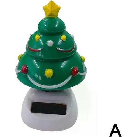 Décoration de voiture de Noël solaire : Père Noël dansant, sapin, renne, bonhomme de neige, figurine à tête branlante, accessoire cadeau de Noël (1/5)