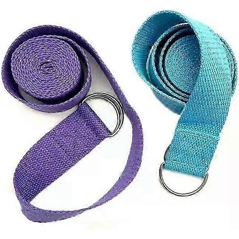 Sangle de yoga en coton extensible et ajustable (183 x 38 cm) avec boucle en D, idéale pour le fitness et les étirements (Pilates). (1/5)
