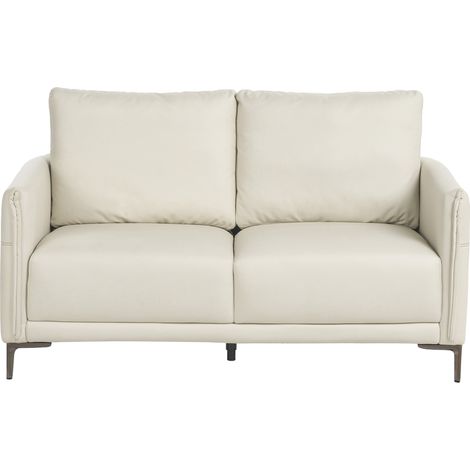 Sofá de 2 plazas tapizado de tela estilo moderno patas de metal beige claro Cilens (1/5)