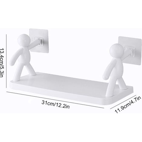 Étagère murale miniature blanche, étagère murale de salle de bain sans perçage, support de rangement pour bouteilles de vinaigre et de condiments de cuisine. (1/5)