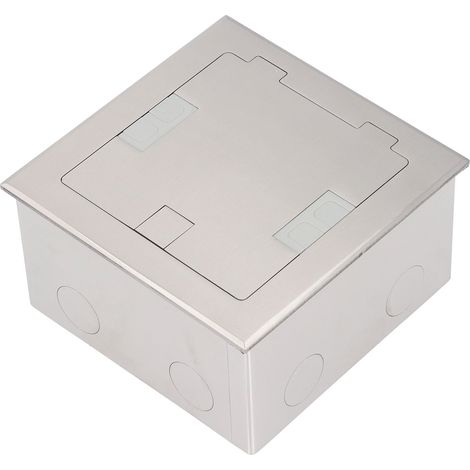Boîtier de sol encastrable étanche en acier inoxydable, prise plate 16A, 2 prises universelles 3 trous, ports USB et réseau, argent (1/5)